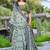 Green linen cotton woven border printed saree
