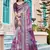 Purple linen cotton woven border printed saree