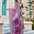 Purple linen cotton woven border printed saree