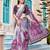 Purple linen cotton woven border printed saree