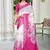 Pink linen cotton woven border printed saree
