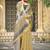 Yellow linen cotton woven border printed saree