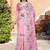 Pink printed saree with woven border