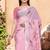 Pink printed saree with woven border