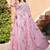 Pink printed saree with woven border