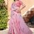 Pink printed saree with woven border
