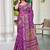 Purple printed saree with woven border