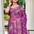 Purple printed saree with woven border
