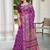 Purple printed saree with woven border