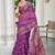 Purple printed saree with woven border