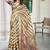 Brown printed saree with woven border