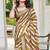 Brown printed saree with woven border