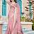 Pink printed saree with woven border