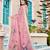 Pink printed saree with woven border