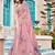 Pink printed saree with woven border