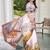 Off white printed saree with woven border