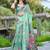 Green printed saree with woven border
