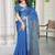 Blue printed saree with woven border