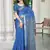 Blue printed saree with woven border