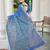 Blue printed saree with woven border