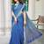 Blue printed saree with woven border