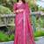 Pink printed saree with woven border