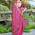 Pink printed saree with woven border