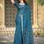 Teal printed saree with woven border