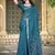 Teal printed saree with woven border