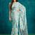 Blue crepe digital printed ready to wear saree