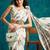 Cream crepe digital printed ready to wear saree