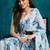 Blue crepe digital printed ready to wear saree