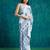 Blue crepe digital printed ready to wear saree
