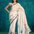 Cream crepe digital printed ready to wear saree