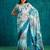 Blue crepe digital printed ready to wear saree