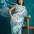 Blue crepe digital printed ready to wear saree
