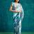 Blue crepe digital printed ready to wear saree