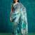 Green crepe printed ready to wear saree