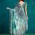 Green crepe printed ready to wear saree