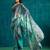 Green crepe printed ready to wear saree
