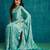 Green crepe printed ready to wear saree
