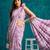Purple crepe printed ready to wear saree