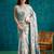Grey crepe printed ready to wear saree