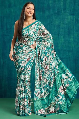 Rama crepe printed ready to wear saree