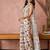 Cream crepe printed ready to wear saree