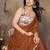 Brown georgette solid saree