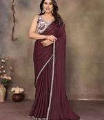 Coffee georgette solid saree