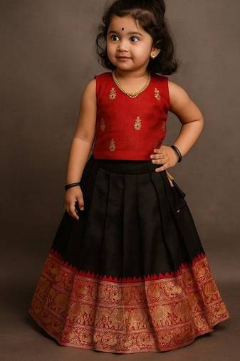 Black soft silk pure zari weaving ready to wear lehenga choli