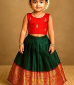 Green soft silk pure zari weaving ready to wear lehenga choli