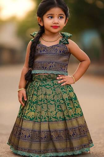 Teal soft silk pure zari weaving woven design ready to wear lehenga choli